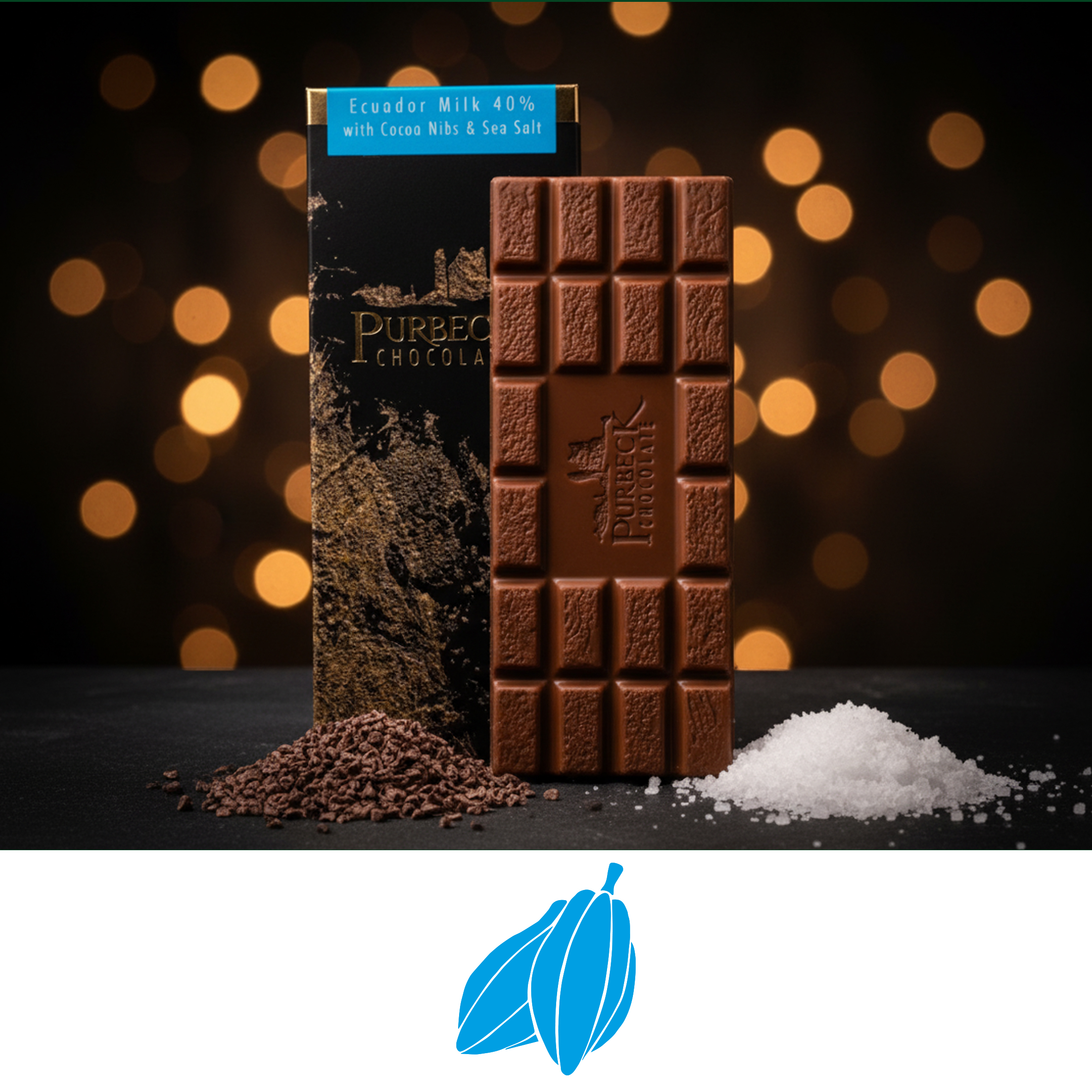 Ecuadorian Milk 40% Cocoa Nibs & Sea Salt ~ 100g