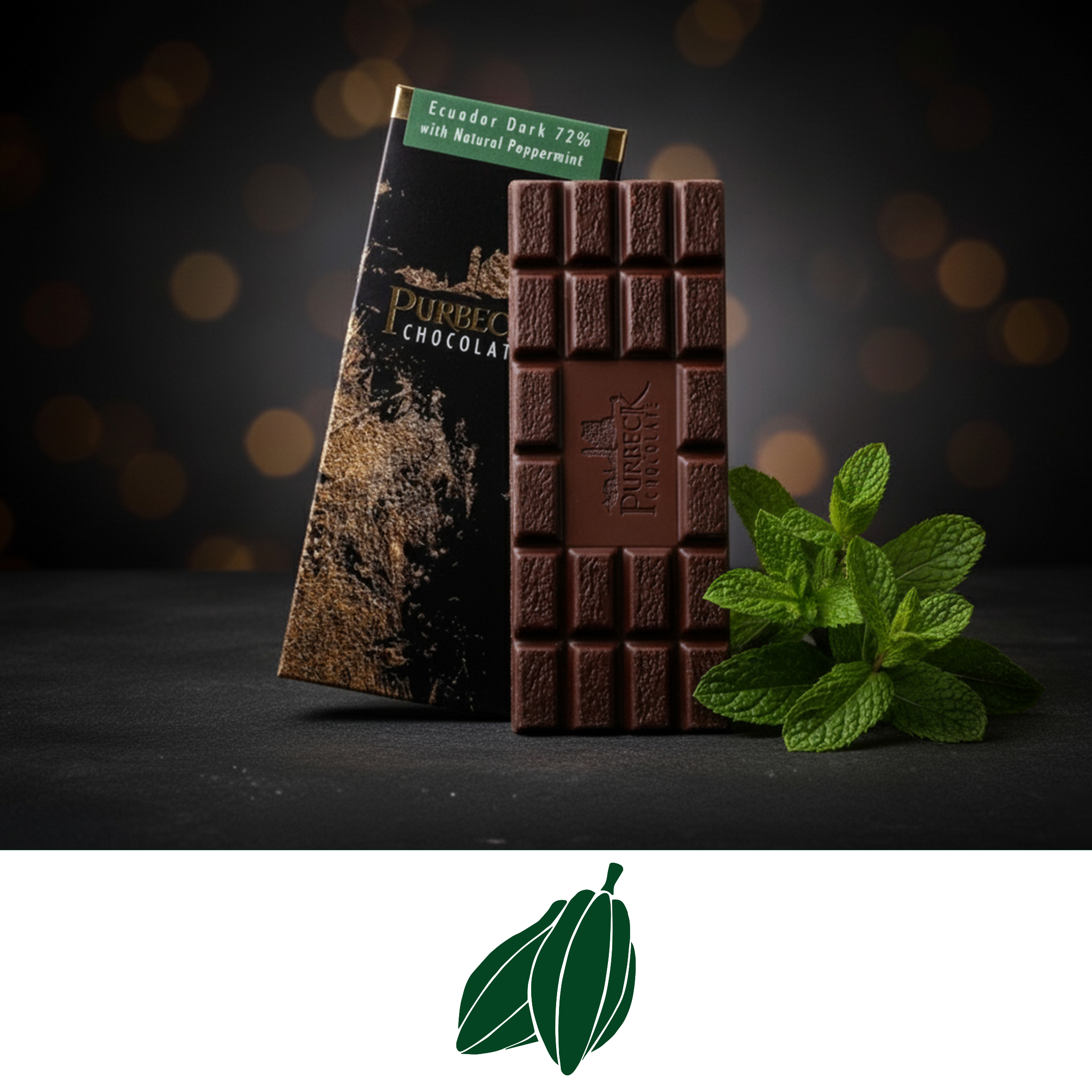 Ecuadorian Dark 72% with peppermint ~ 100g